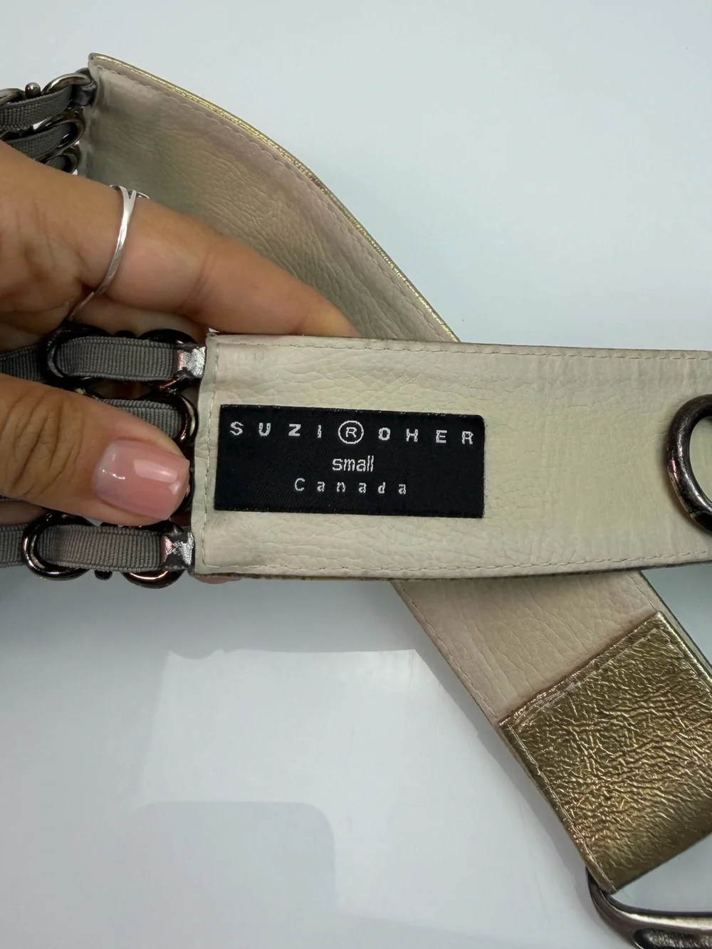 Suzi Roher Womens Stretch Belt Size S Metal Buckle